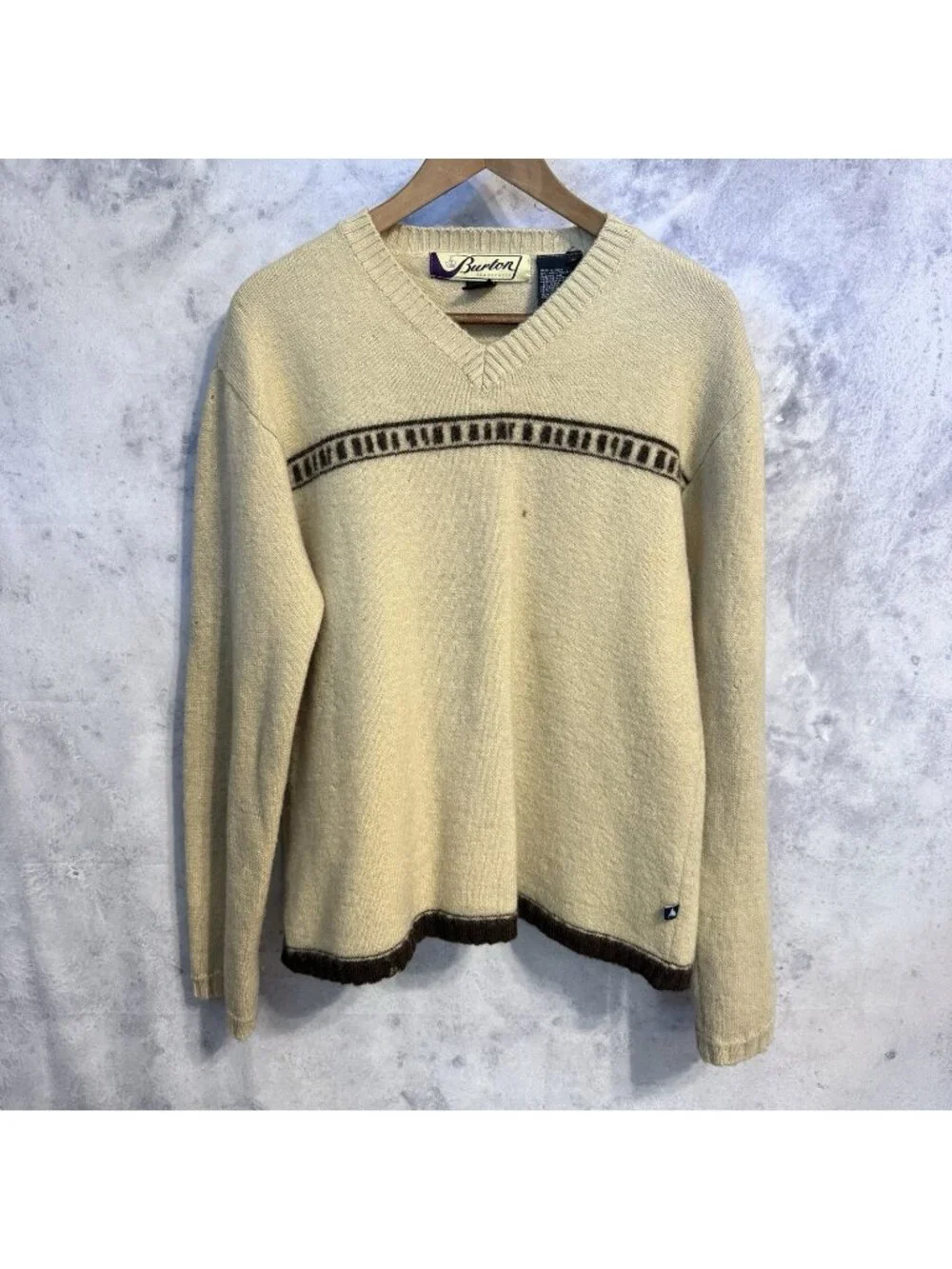 Vintage Burton Snowboards Virgin Wool Sweater Mens Large V Neck
